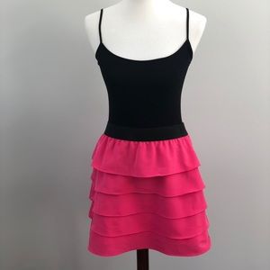 aqua • hot pink mini skirt
